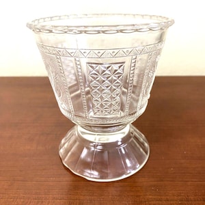 Antique Pressed Glass Compote: Farmhouse Cottagecore Decor, 5"