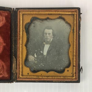 1850s Daguerreotype Photo Man Martin Zerfas Case 1/6th Plate Ambrotype Indiana