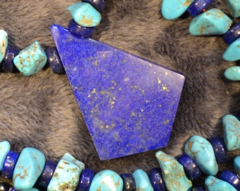 Collier Lapis-Lazuli Pakistan  Perles Turquoise Himalaya Rondelle Lapis / Garantie pièce exclusive et unique / N14   LHASA