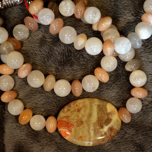 Agate landscape necklace / moonstone and sunstone / Guaranteed exclusive and unique piece / N11 Hecate