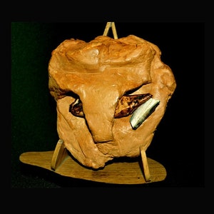 MASQUE de la ROCHE-COTARD Protofigure -Près de Langeais en Indre et Loire  MMAD20  Masque Moustérien de 32 100 ans copie en résine acrylique