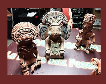 Figuras MEXICANAS estatuillas de terracota Réplicas  antiguas de figuras primitivas, artesanías tribales incas, mayas y aztecas
