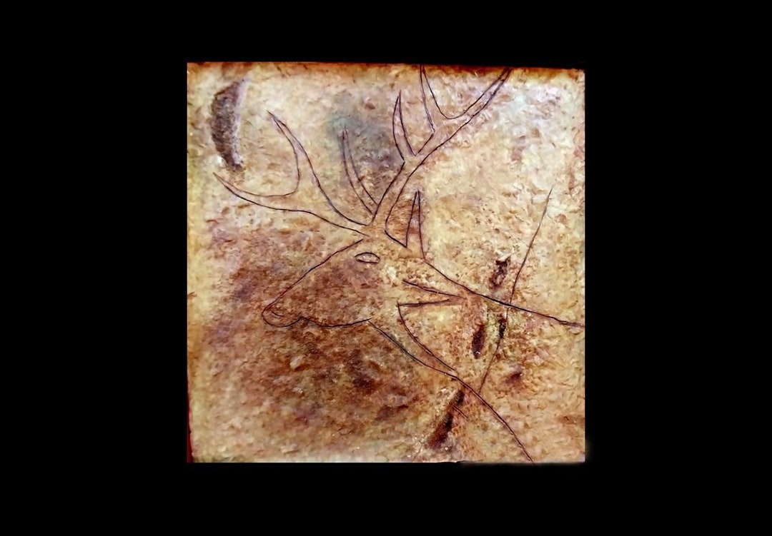 Engraving of the Great Stag at Lascaux, Wall of the Nave. Here is a ...