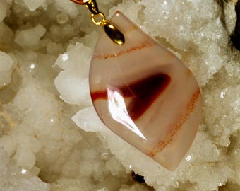 Agate zonée en forme de feuille N210