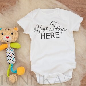 Infant Bodysuit Mock ups White Baby Bodysuit Mockup Bodysuit Mockup Kids Styled Photography Kids Mock up Flat Lay Kids Tshirt Mockup