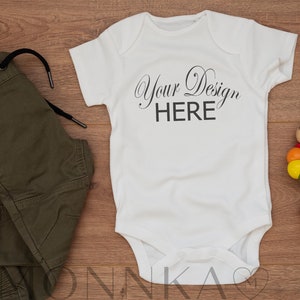 Infant Bodysuit Mock ups White Baby Bodysuit Mockup Bodysuit Mockup Kids Styled Photography Kids Mock up Flat Lay Kids Tshirt Mockup