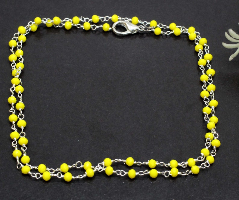 New Yellow Onyx Jewelry Chain,Handmade 925 Sterling Silver Plated Jewelry,Gift For Her Or Him,Latest Indian Jewelry