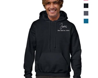 Custom dad Sweatshirt Personalized Black Hoodie father sweater baby shower gift Embroidered gender reveal best new dad gift customized Men