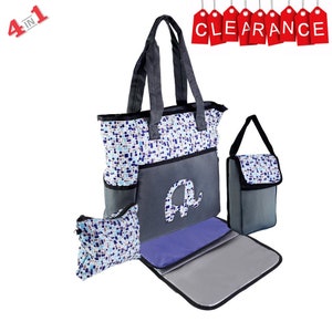 LIQUIDACIÓN 4 en 1 Bolsa de pañales conjunto Elefante azul -Monograma personalizado /Nombre bordado -Changing Pad & Bolsa para bebé /Bolsa de bebé /Regalo de bebé