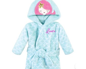 PERSONALIZED Baby Bathrobe -Mermaid-Infant Bath robe -Custom Monogram /Name Embroidered Gift /Elephant /Infant /Baby Shower /Baby Bath Robe