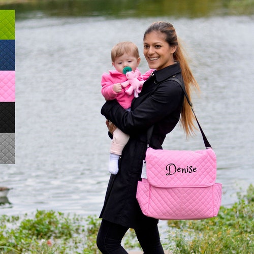 PERSONALIZED Large Messenger Diaper Bag 3 in 1 Set pink Etsy UK