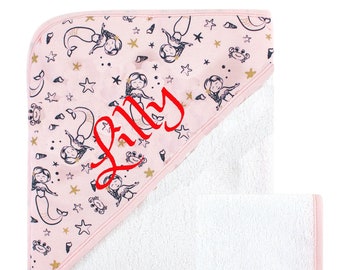 Personalized Hooded Baby Towel / Pink Mermaids After bath Hooded towel - FREE Shipping -  Name Embroidered Gift -Baby Shower/ Birth Present