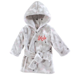 PERSONALIZOWANY szlafrok dziecięcy Zwierzę - szlafrok dziecięcy Niestandardowy monogram / imię haftowane Prezent Szary jednorożec / niemowlę / baby shower / szlafrok dziecięcy