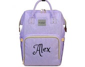 PERSONALIZED Large Diaper Bag Knapsack LAVENDER Custom Monogram Name Embroidered Backpack Diaper bag infant Baby Bag Gift Nappy Bag