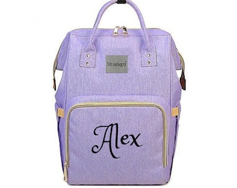 PERSONALIZED Large Diaper Bag Knapsack LAVENDER Custom Monogram