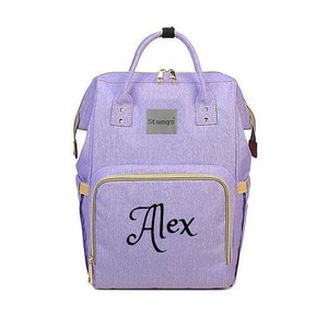 Bolsa de pañales grande PERSONALIZADA Mochila LAVANDA Monograma personalizado / Nombre Mochila bordada Bolsa de pañales infantil / Bolsa de bebé / Bolsa de pañales de regalo