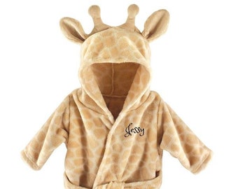 Albornoz de bebé personalizado - JIRAFA - Albornoz infantil - Monograma personalizado / Regalo bordado con nombre / Elefante / Bebé / Baby Shower / Albornoz para bebé