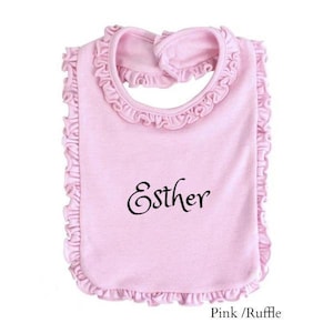 PERSONALIZED Baby bib Pink Ruffle -Custom Monogram /Name Embroidered Gift -baby Shower Gift Infant bib New born bib Burp cloth Baby feeding