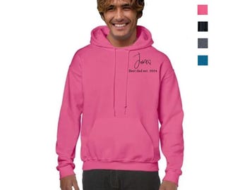 Custom dad Sweatshirt Personalized Pink Hoodie father sweater baby shower gift Embroidered gender reveal best new dad gift customized Men