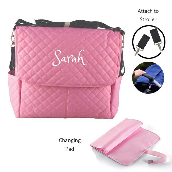 PERSONALIZED Large Messenger Diaper Bag 3 in 1 Set gray Etsy