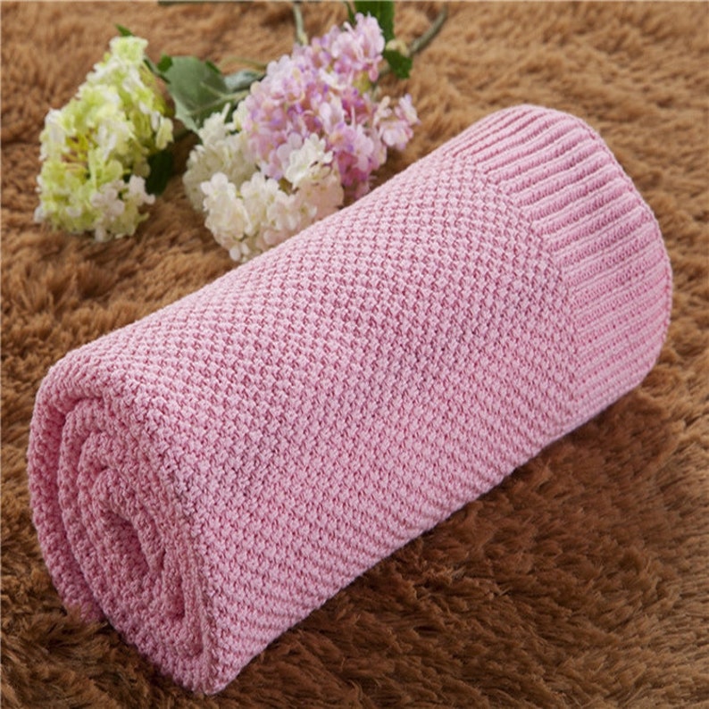 Personalized Baby Blanket Cotton Blanket Solid Pink Custom Etsy