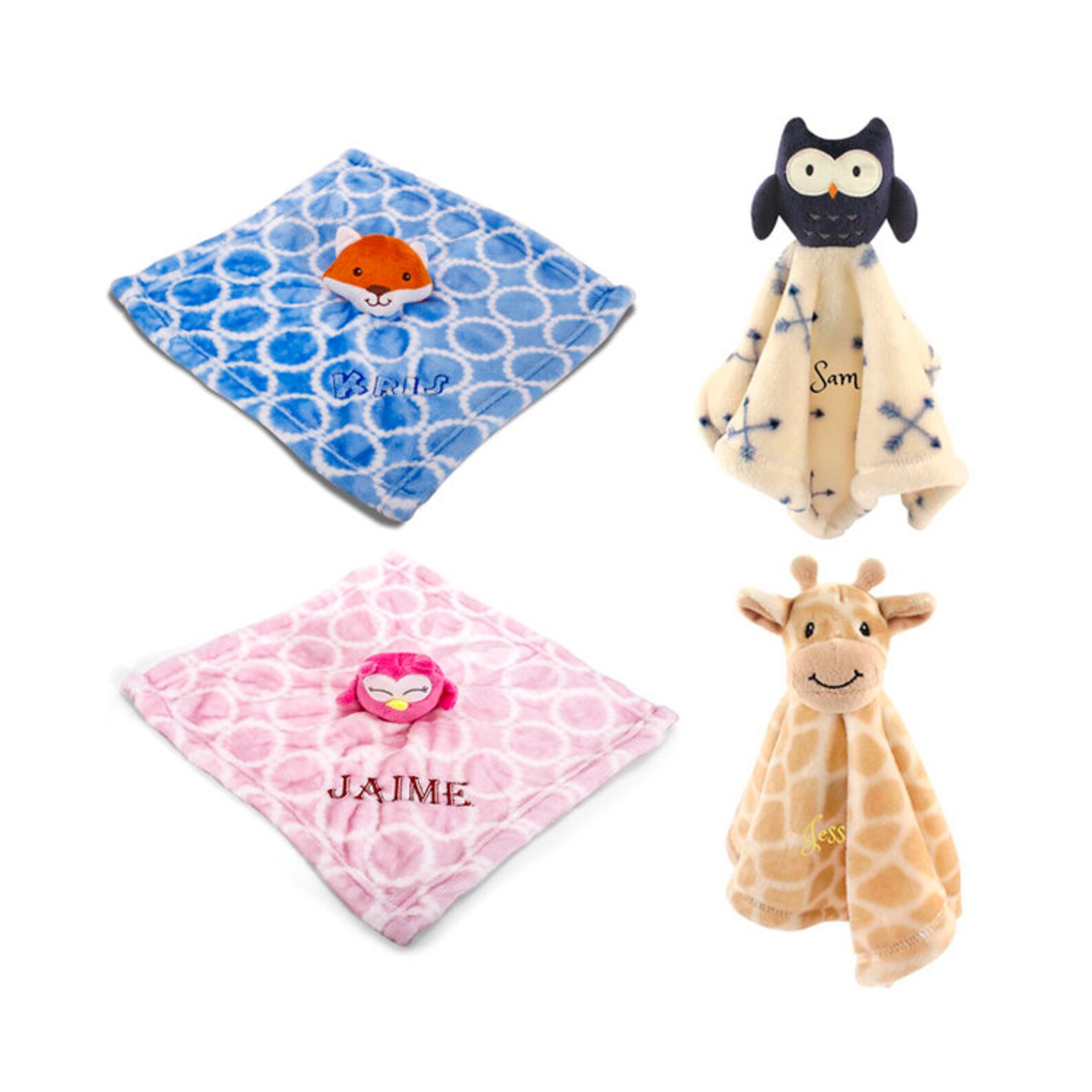PERSONALIZED Animal Security Blanket for Baby 4 Styles Etsy