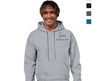 Custom dad Sweatshirt Personalized Grey Hoodie father sweater baby shower gift Embroidered gender reveal best new dad gift customized Men