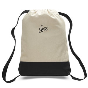 Personalized Black CANVAS SPORT BACKPACK -Travel /College Bag /Beach Bag /Laptop Bag Free Shipping -Custom Monogram /Name Embroidered Gift