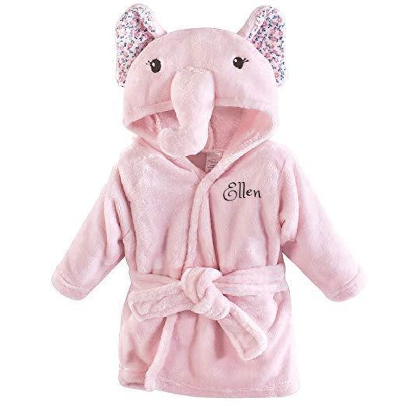 Personalized Baby Bathrobe pink Elephant FREE Shipping Etsy