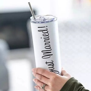 PERSONALIZED Tumbler With Lid and Straw Stainless Steel Skinny Tumbler Custom Bride Gift for Her Bridal Party Gifts Giveaway present