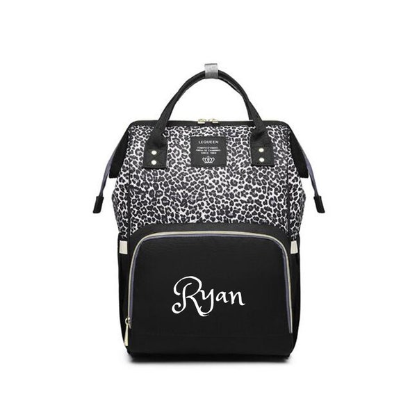 PERSONALIZED Large Diaper Bag Knapsack Leopard /Cheetah Diaper bag Custom Monogram / Backpack Diaper bag infant /Baby Bag /Gift Nappy Bag