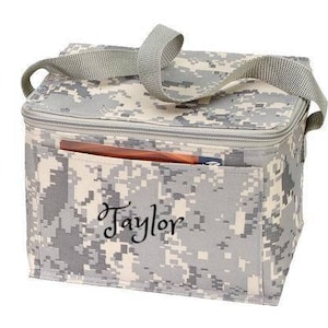 Personalized 6-Pack Cooler Bag /Army Lunch Bag Camouflage FREE Shipping -Custom Monogram /Name Embroidered Gift -Travel /Party /Giveaway