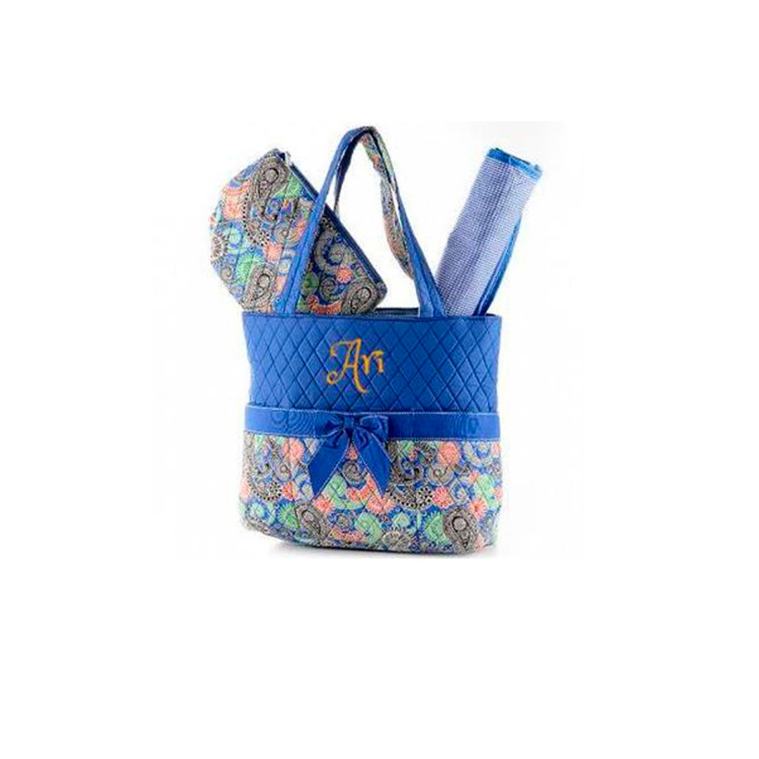 Personalized QUILTED 3PC Diaper Bag Set BLUE FREE Shipping Etsy