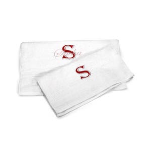 Personalized White Hand towel and Washcloth/Premium Quality 100% Cotton -Free shipping- Monogram/Name Embroidered Gift- Spa & Shower Present