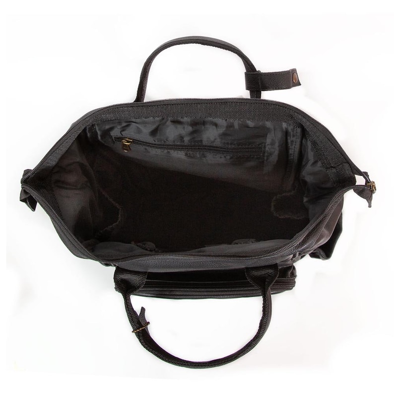Large Black Leather Diaper Bag Knapsack Genuine Leather Diaper Etsy