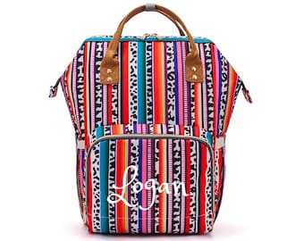 PERSONALIZED Large Diaper Bag Knapsack Aztec hipsters Custom Monogram /Name Embroidered Backpack Diaper bag infant /Baby Bag /Gift Nappy Bag