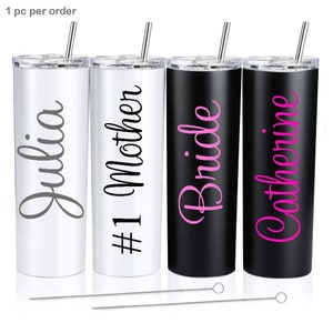 PERSONALIZED Tumbler With Lid and Straw Stainless Steel Skinny Tumbler Custom Gift for Mom Gift for Her Bridal Party Gifts Giveaway present