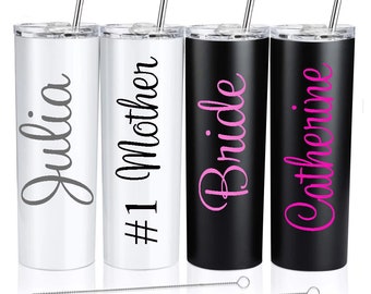 PERSONALIZED Tumbler With Lid and Straw Stainless Steel Skinny Tumbler Custom Gift for Mom Gift for Her Bridal Party Gifts Giveaway present