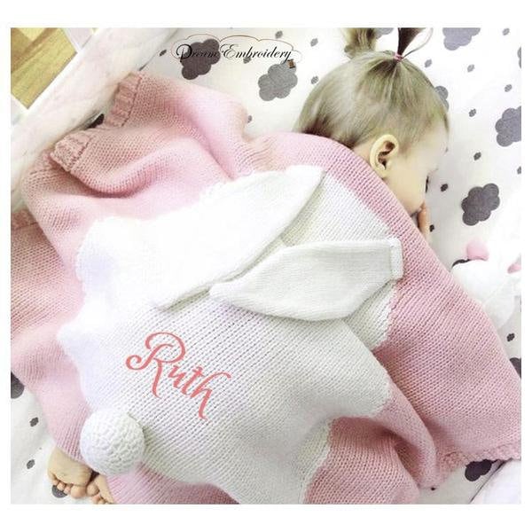 Personalized Baby Blanket – Custom Embroidered Cotton Knit Blanket For Newborns (Pink, 34x46”)