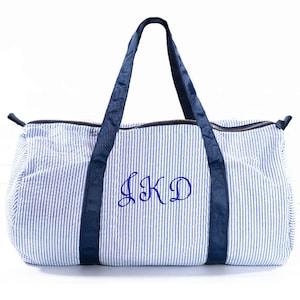 Personalized Baby Duffle Bag Monogram Seersucker Baby Bag | Carry-on with name Baby Gifts for Boys  Kids Duffel Bag | Custom Baby Travel Bag