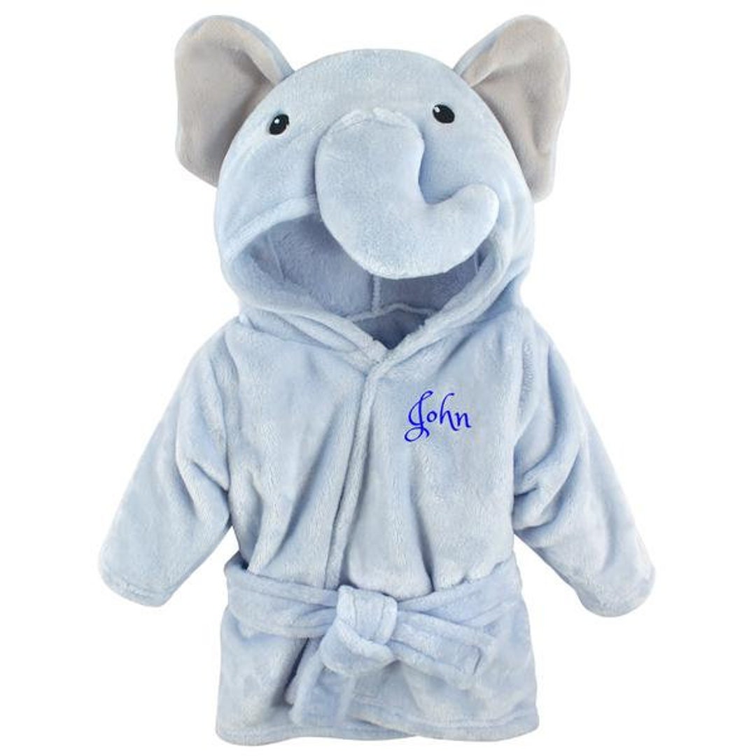 Personalized Baby Bathrobe blue Elephant FREE Shipping custom Monogram