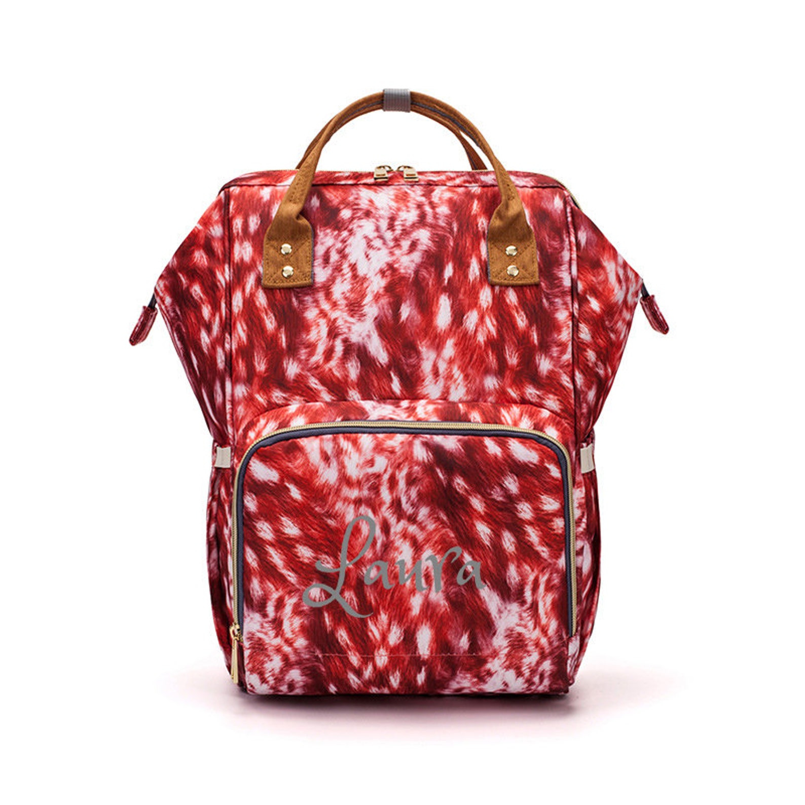 PERSONALIZED Large Diaper Bag Knapsack Flowers Spring Custom Monogram