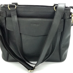 Schwarze Leder Windeltasche Tragetasche Echtleder Wickeltasche Cross Body WASSERDICHT Windeltasche /Baby Geschenk Baby Shower Messenger Bag