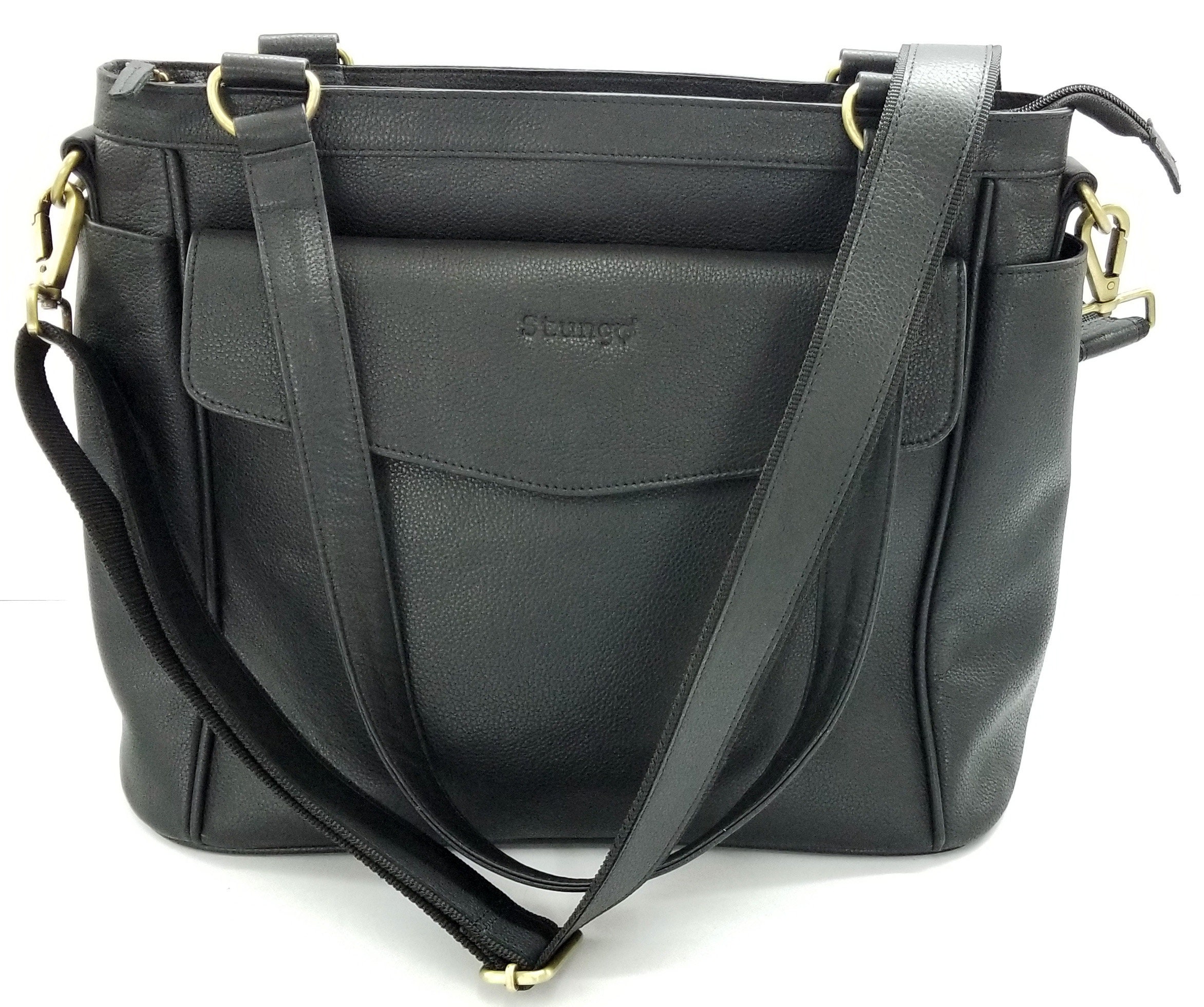 Black Leather Diaper Bag Tote Bag Genuine Leather Diaper Bag Etsy