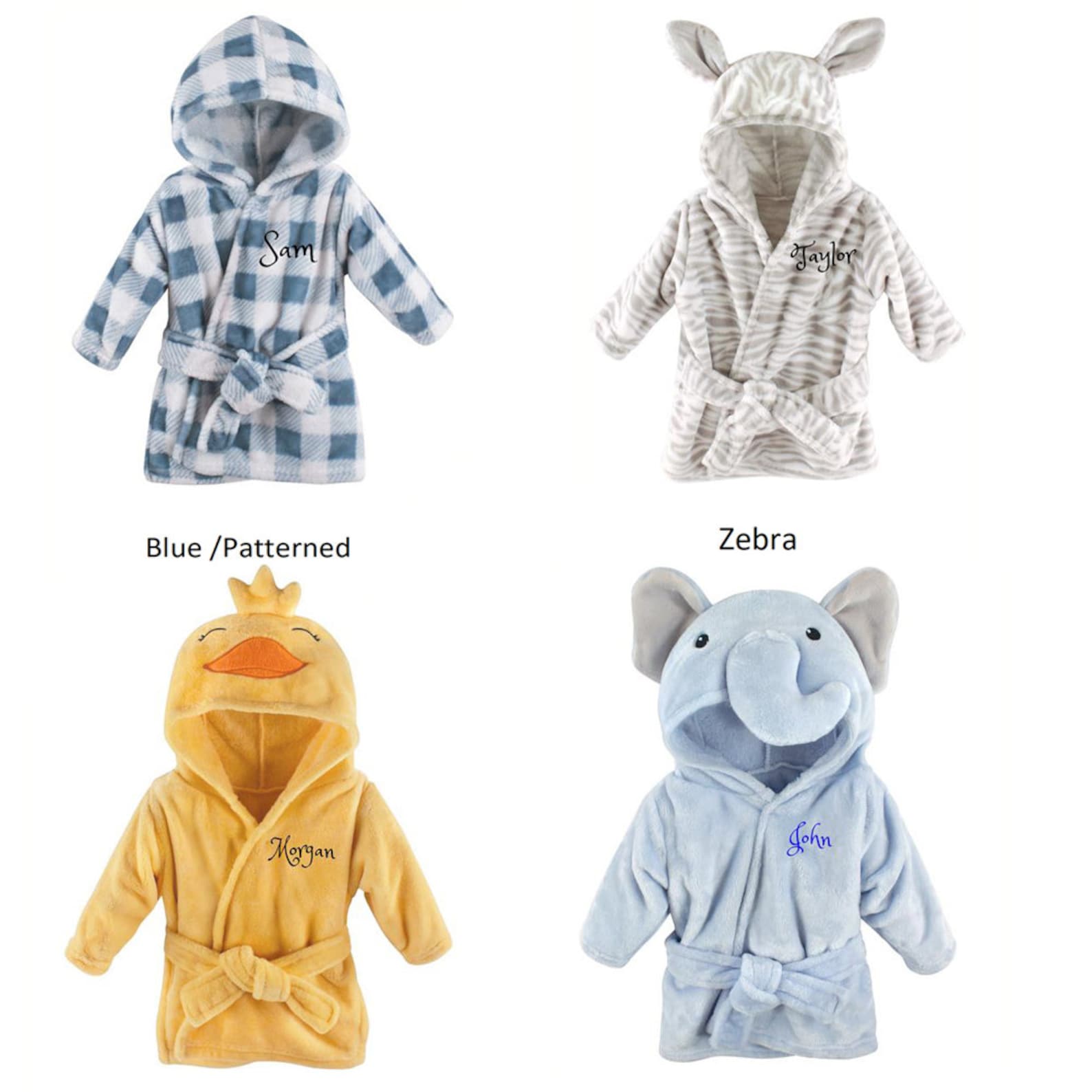 PERSONALIZED Baby Bathrobe grey Patterned infant Bath Robe Etsy