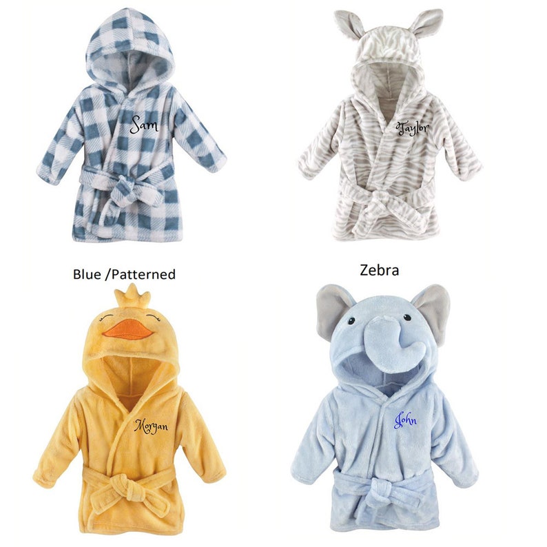 PERSONALIZED Baby Bathrobe grey Patterned infant Bath Robe Etsy
