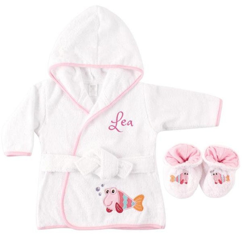 PERSONALIZED Baby Bathrobe fish Terry Infant Bath Robe Etsy