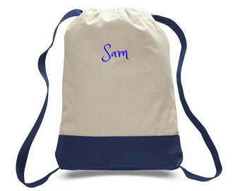 SAC À DOS SPORT bleu marine personnalisé - Sac de voyage / Sac de collège / Sac de plage / Sac d’ordinateur portable Livraison gratuite - Monogramme personnalisé / Nom Cadeau brodé