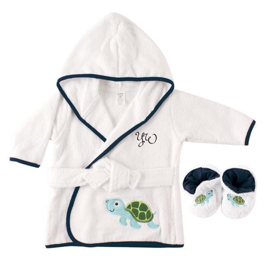 PERSONALIZED Baby Bathrobe TURTLE infant Bath Robe custom Monogram