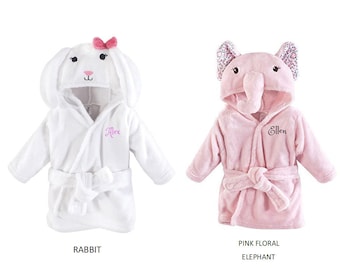 PERSONALIZED Baby Bathrobe -TURTLE -Infant Bath robe -Custom Monogram /Name Embroidered Gift /Elephant /Infant /Baby Shower /Baby Bath Robe